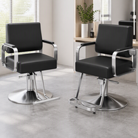 Chaise de barbier haut de gamme en acier inoxydable, réglable en hauteur, avec accoudoirs pivotants, nouveau style chinois pour salons de coiffure et barbiers