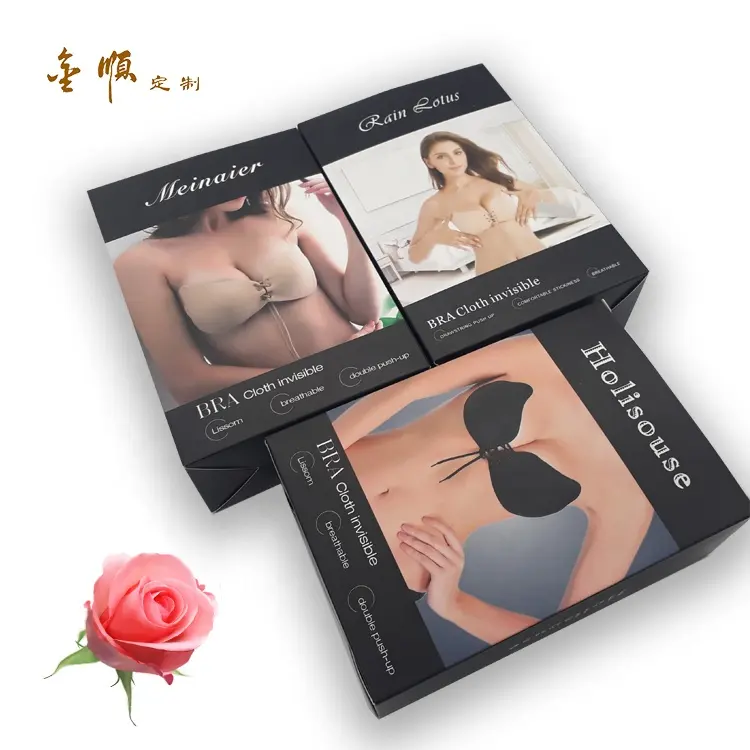 Fabrikant Custom Kartonnen Ondergoed Bh Lingerie Verpakking Papier Plooi Doos Zwart Papier Kaart Auto Lock Bodem Dozen Voor Vrouwen