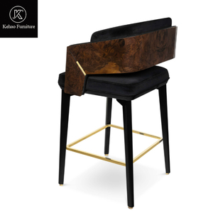 Taburete de <span class=keywords><strong>Bar</strong></span> de Lujo Minimalista Italiano, Respaldo de Madera de Nogal, Silla de Barra de Alta Gama para Isla de Cocina y <span class=keywords><strong>Bar</strong></span> en Casa - Product Image 4