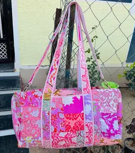 Sac polochon de luxe en coton imprimé pour femmes sac polochon pour femmes lavable à la main plage voyage de nuit et marché shopping sac cadeau - Product Image 5