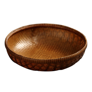 ตะกร้าเก็บของทอจากไม้ไผ่ทรงกลม ทำด้วยมือ อุปกรณ์พิธีชงชา จานผลไม้ สีพื้น ผลิตจากอันจิ - Product Image 5