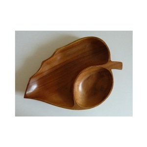 Plateaux de service à Double compartiment en forme de feuille de bois poli brillant, décoratif classique élégant unique avec logo personnalisé - Product Image 1