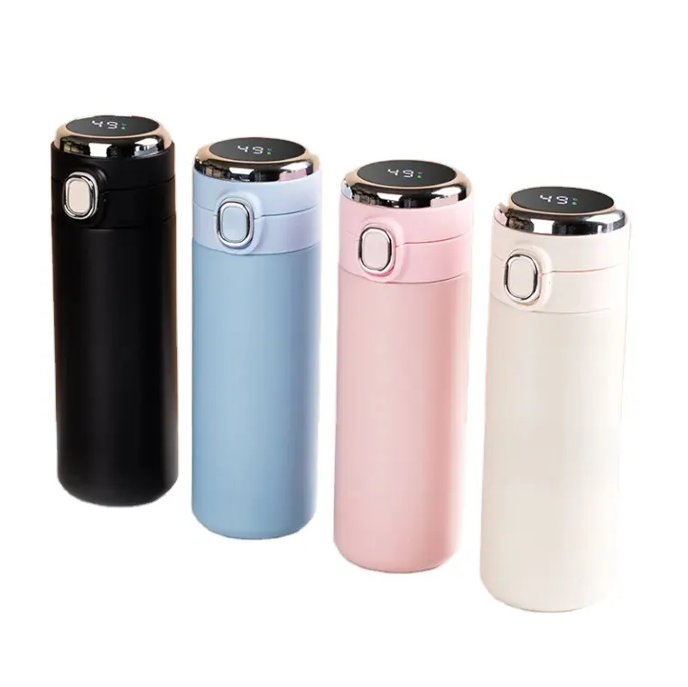 Outdoor Portable Sport Stainless Steel 420ML Vacuum Flasks Thermo Smart Touch Cup Water Bottles With Temperature Display Lids