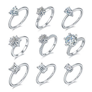 RINNTIN SMR venta al por mayor Moissanite <span class=keywords><strong>anillo</strong></span> joyería 925 <span class=keywords><strong>plata</strong></span> esterlina corte redondo DE 1ct VVS Moissanite anillos de compromiso para mujeres - Product Image 3