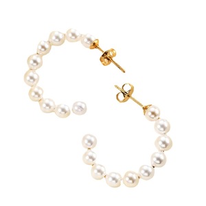 Boucles d'oreilles clous en forme de C avec perles, 25 mm, qualité AAA, acier doré, pour usage quotidien, bijoux pour femmes - Product Image 5