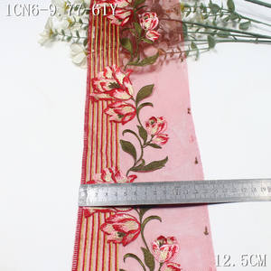 Pizzo Floreale Lucido Rosso di Alta Qualità, Stile Vintage Ecologico, 12cm, per Abiti da Donna e Cucito - Product Image 3