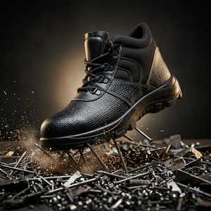 Chaussures de sécurité professionnelles anti-statiques à coupe basse en PU, semelle à densité unique, plaque intermédiaire en acier, maille respirante, pour la cuisine, qualité export - Product Image 1