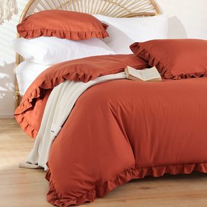 Clearance Foreign Trade Export Clay-Colored Lotus <strong>Leaf</strong> Three-Piece Quilt Cover Set Double Superfine Fiber Modern Simple <strong>Bedding</strong> - Product Image 3