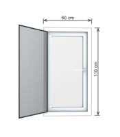 Окно Hoffen Pro UPVC современное вертикально-раздвижное для кухни/спальни, 60x110, белая рама, стекло, москитная сетка, звукоизоляция