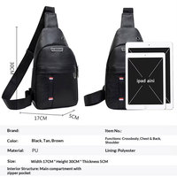 Sac de Poitrine Homme Décontracté en PU Imperméable pour Extérieur, Sac Bandoulière Texturé Messager Portable pour Affaires, Petit Sac