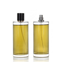 Flacon de parfum en verre cylindrique minimaliste de luxe, flacon vide pour vaporisateur de parfum avec couvercle noir, logo personnalisé pour hommes et femmes