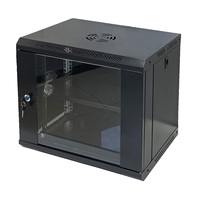 Armoire réseau murale 9U 19 pouces, profondeur 400 mm, porte en verre trempé, noire, tailles personnalisées disponibles