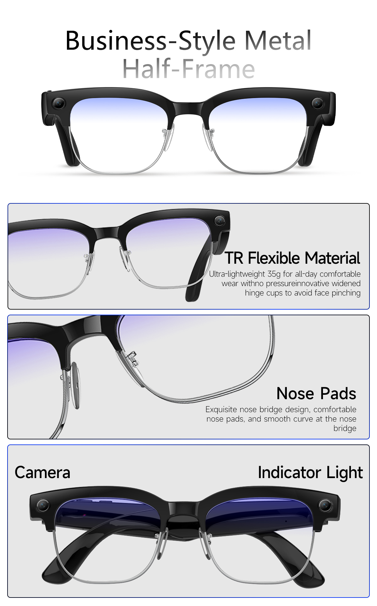 ai smart glasses 8mp camera