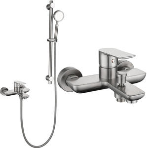 Juego de Ducha SUS304 con Rociador de Lluvia, Válvula de Cerámica, Acabado Cepillado, Diseño Redondo Portátil - Product Image 4