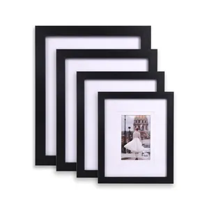 Wholesale Top Selling Custom Size Wall Hanging A4 Black Mdf Wooden Picture Frames Tabletop Wood Photo Frame
