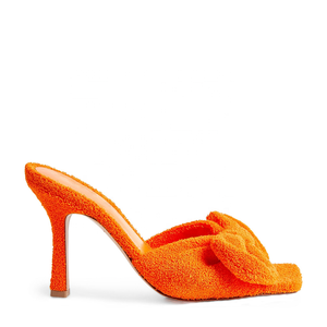 Scarpe Slip-On estive per donna <span class=keywords><strong>sandali</strong></span> con <span class=keywords><strong>tacco</strong></span> a fiocco arancione <span class=keywords><strong>sandali</strong></span> con punta quadrata pantofole Casual giornaliere - Product Image 2