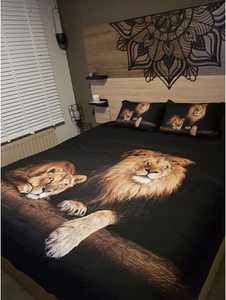 Juegos de funda de edredón/edredón de León, ropa de cama negra, fundas de almohada King Queen Twin, tamaño completo, juego de cama de animales para niños - Product Image 2