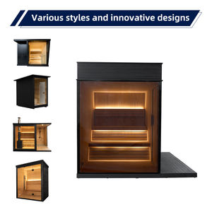 Premium Spruce Wood 5 Person Outdoor Sauna Cube Black Mirror Glass - Product Image 6