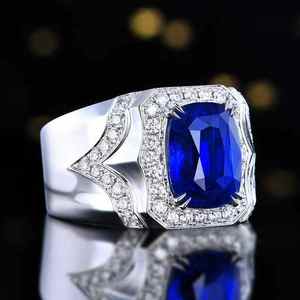 Bague en saphir bleu naturel SGARIT 9,24 ct, bijoux en diamant naturel 46 pièces 1,13 ct, certificat AIGS+NGTC, bijoux de luxe - Product Image 3