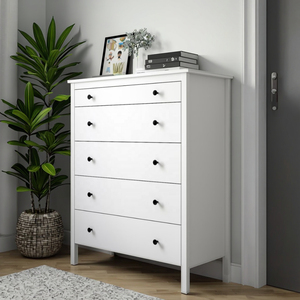 <span class=keywords><strong>Commode</strong></span> moderne de 51.5 pouces de hauteur avec 6 tiroirs, <span class=keywords><strong>blanc</strong></span> <span class=keywords><strong>noir</strong></span>, rail coulissant en métal, tiroirs en bois pour chambre à coucher salon coloré - Product Image 1