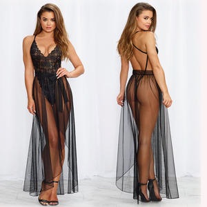 2026 Verführerisches Großhandels-Neuheit Sexy Langes Kleid Spitzen-Nachthemd Robe Damen Unterwäsche Transparente Nachtwäsche Lingerie - Product Image 1