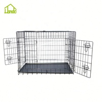 Cage à chien pliable en métal, sans outils pour le montage ou le rangement, cage à chien pliable avec plateau en plastique