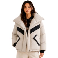 Veste matelassée pour femme, col large surdimensionné, chaude pour l'hiver, pliable, isolée, rembourrée, coupe classique, respirante, nylon/cachemire