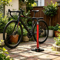 Pompe à main Worldcycle 32B-03 haute pression (>160 PSI) 1 voie en acier pour VTT et vélo de route avec manomètre et tuyau – Pompe de sol portable