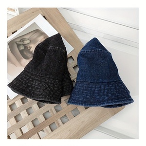 Sombrero de cubo personalizado de gama alta bordado Denim protección solar transpirable para pescadores uso al aire libre verano - Product Image 3