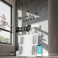 Balance de pesée corporelle numérique pour salle de bain, écran couleur TFT, verre trempé, batterie rechargeable, capacité de 180 kg pour le corps
