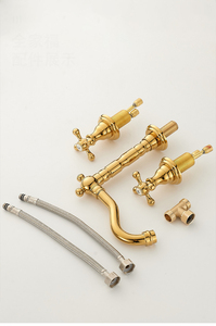 Robinet de lavabo vintage français rétro à 3 trous en laiton poli avec cartouche céramique, à double poignée, pour salle de bain, chambre et lavabo. - Product Image 6