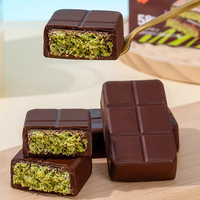 Prix d'usine en gros, chocolat de Dubaï, chocolat noir 70g avec garniture à la confiture de pistache, barre de chocolat 200g