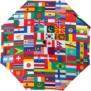 Parapluie pliant manuel et automatique compact avec logo imprimé, idéal pour la pluie et le soleil, avec motifs des drapeaux des pays du monde - Product Image 3
