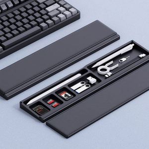Nouveau support de clavier de bureau en cuir noir et blanc, repose-poignets pour souris, boîte de rangement de bureau - Product Image 1