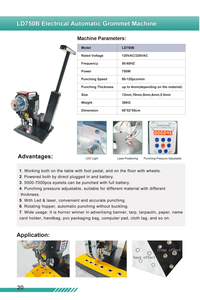 Punzonadora de batería de litio tipo botón de uso bidireccional, Pedal de hierro y metal para pancarta, tablero de tela de papel, punzonado de ojales - Product Image 3