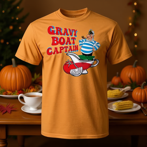 Camiseta Gravy Boat Captain Thanksgiving para adultos, unisex, con cuello redondo - Product Image 3