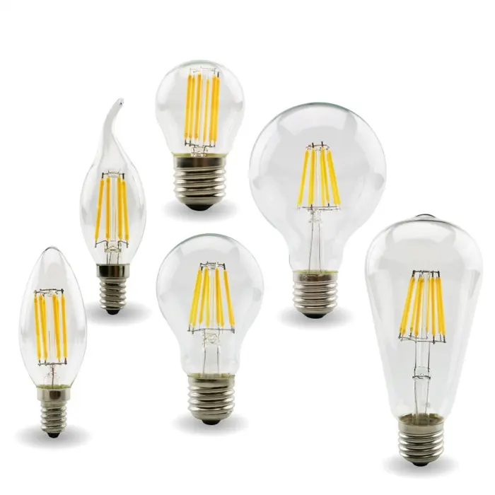 E27 E14 lampadina a filamento LED 220V-240V lampadina C35 G45 A60 ST64 G80 G95 G125 lampadina in vetro Vintage Candle Light