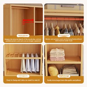 خزانة ملابس عصرية بسيطة للمنزل وغرفة النوم، خزانة تخزين اقتصادية مناسبة للغرف المؤجرة، متينة ومقاومة للغبار مع أبواب من الخشب المضغوط - Product Image 4