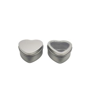 Cheap Factory Price Tinplate Heart Shaped Mini Candy Window Tin Small Jewelry Gift Metal Box Aromatherapy Candle Jar Packaging