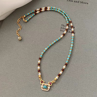 Parure de bijoux de luxe léger pour femme, collier ras du cou et bracelet en cuivre plaqué or véritable, ornés de perles et d'agate rouge turquoise