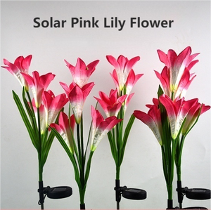 Decoración para Jardín Exterior, Paquete de 2 Piezas, Lámpara <span class=keywords><strong>Solar</strong></span> de Estaca con Flor de Lirio de Tela, Impermeable, <span class=keywords><strong>12</strong></span> Horas, Faroles Solares para Césped de Jardín - Product Image 5