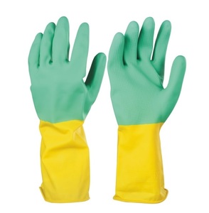 Pas cher Noir Bleu Industriel Ménage Contraste Deux Couleurs Résistant À L'huile Résistance Chimique Latex Caoutchouc Lavage Propre Gants De Travail - Product Image 5