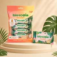 Lingettes humides miniatures non tissées antibactériennes extra douces OEM, non irritantes, pour les voyages, le camping et les soins de bébé