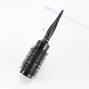 <b>Round</b> Hair <b>Brush</b> With Vent Nylon Bristles For Styling And Curling Black Color - Product Image 3