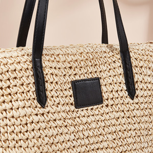 Nuova <span class=keywords><strong>Borsa</strong></span> da Spiaggia da Donna in Paglia Intrecciata con Chiusura a Cerniera, <span class=keywords><strong>Tre</strong></span> Cinghie, Grande Capacità, Porta Documenti Interno, <span class=keywords><strong>Borsa</strong></span> a Spalla - Product Image 2