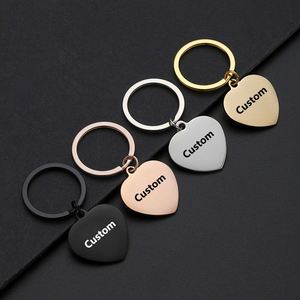 Porte-clés en acier inoxydable de haute qualité en forme de cœur, vierges, compatibles avec le marquage laser - Product Image 1