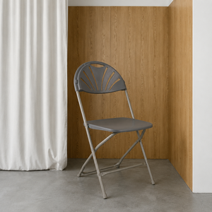 Chaise pliante moderne, durable et légère en PP+métal, design dossier ventilé, gris, confortable et portable pour l'école, le parc, la cuisine, la villa - Product Image 1
