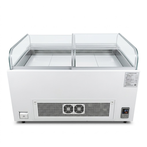 Vitrine réfrigérée commerciale en verre courbé blanc pour sandwichs, charcuterie et salades, avec refroidissement par ventilateur, pour comptoir - Product Image 1