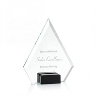 Placa de cristal con grabado personalizado, recuerdo de recompensa anual de empresa, trofeo, Base amarilla a granel