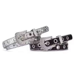 Women's Casual Formal Western Style Soft PU Leather <b>Belt</b> Rhinestones Daily Use Zinc Alloy Buckle Customizable Size Waistband - Product Image 2